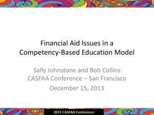 Financial Aid issues in a Competency-Based Education