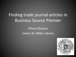 Finding trade journal articles in Business Source Premier
