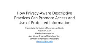 How Privacy-Aware Descriptive Practices Can Promote Access and