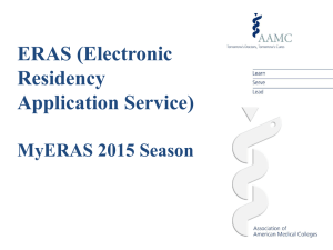 ERAS Application Program Workshop PowerPoints, Class of 2015
