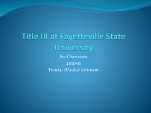 Title III at FSU - An Overview - Fayetteville State University