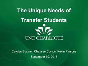 Unique Needs of Transfer Students