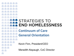 CoC General Orientation - Strategies to End Homelessness