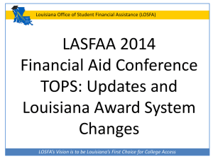 TOPS: Updates And Louisiana Award System Changes