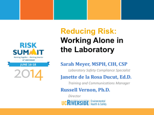 Reducing Risk Working Alone in Labs PPT