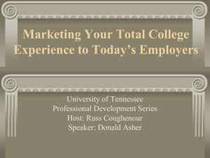 Marketing Your Total College Experience to Today`s Employers