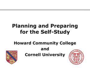 Planning and Preparing for the Self Study