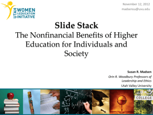 The Nonfinancial Benefits of Higher Education for Individuals and