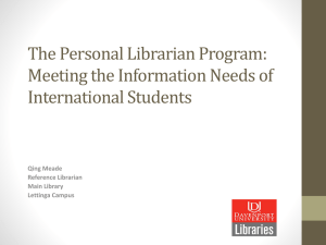 The Personal Librarian Program: Meeting the Information Needs of