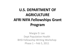 U.S. DEPARTMENT OF AGRICULTURE NIFA Fellowships Grant