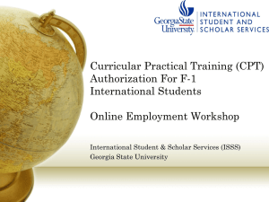 Curricular Practical Training (CPT) Authorization For F