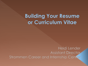 Resume or Curriculum Vitae - Augsburg`s Career and Internship