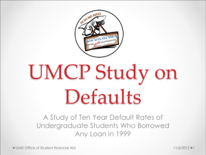 UMCP Study on Defaults - DE-DC-MD