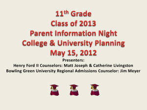 11th Grade Parent Information Night POST GRADUATION PLANNING