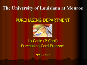 Procurement Card (Lacarte) - University of Louisiana at Monroe