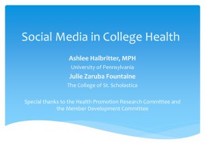 Social Media in College Health - American College Health Association