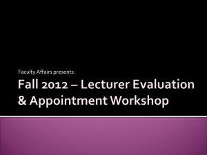 Lecturer Evaluation and Appointment Workshop Presentation