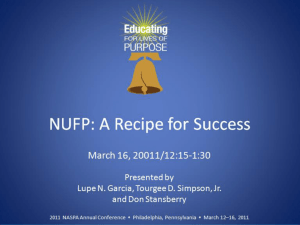 NUFP: A Recipe for Success