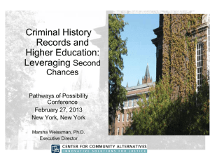 M. Weissman. (2013). Criminal History Records and Higher Education