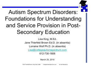 PowerPoint Presentation - Toolbox for Transition: Autism