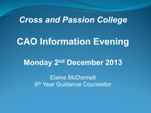 CAO Application Number - Cross & Passion College