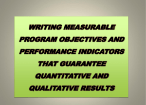 writing measurable program objectives and performance indicators