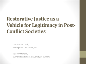Restorative Justice as a Vehicle for Legitimacy in Post