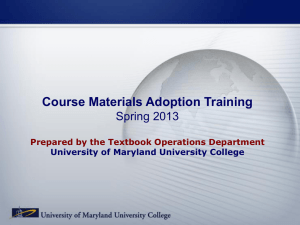 Course Materials Adoption Training