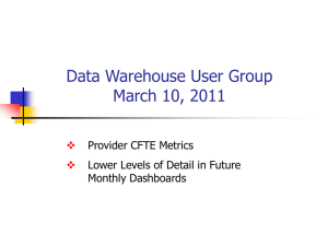 Provider CFTE Metrics, Lower Level Details in Future Dashboards