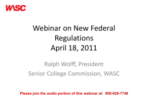 Webinar on New Federal Regulations