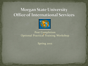 OPT Online Workshop - Morgan State University