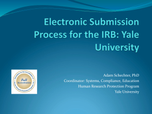 Electronic Submission Flow Process for the IRB: Yale University