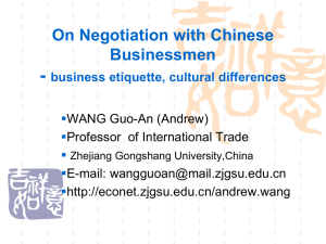 On Negotiation with Chinese Businessmen