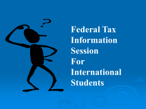 Tax Presentation for Students - UNM: Global Education Office