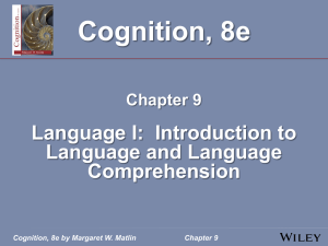 Cognition, 8e by Margaret W. Matlin Chapter 9 Cognition, 8e