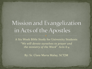 Mission and Evangelization in the Acts of the Apostles: a 6 Week