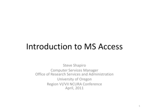 Introduction to MS Access - Grant and Research Development