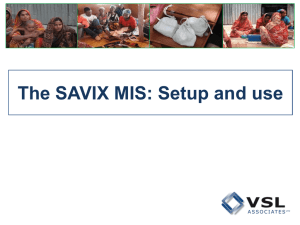 The SAVIX MIS setup and data entry guide