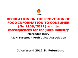 REGULATION ON THE PROVISION OF FOOD INFORMATION TO