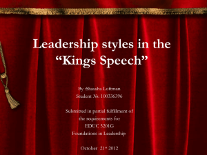 Leadership in the *Kings Speech*