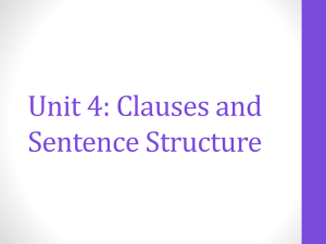 Unit 4: Clauses and Sentence Structure
