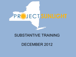 Project Sunlight Substantive Training PowerPoint