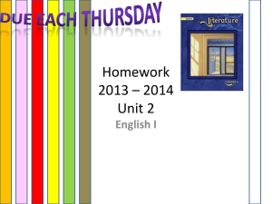 Homework 2013 * 2014 Unit 2
