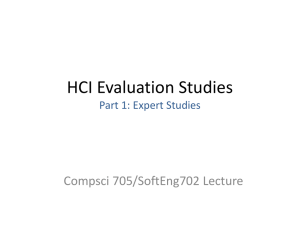 HCI Evaluation Studies Part 1: Expert Studies