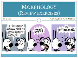 Morphology (review exercises for midterm)