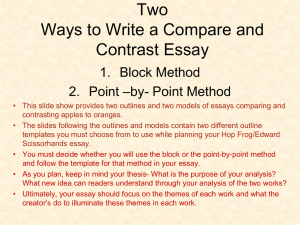 Compare/Contrast Essay Organization Notes and Models