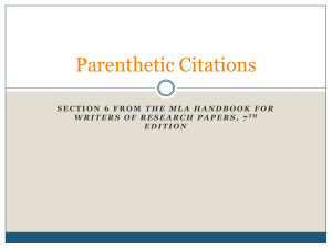 Parenthetic Citations in MLA