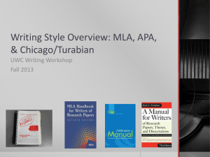 Writing Style Overview: MLA, APA, & Chicago/Turabian