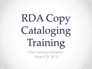 Local Powerpoint presentation on RDA copy cataloging