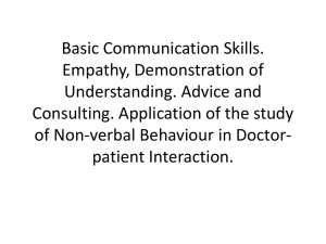 Basic Communication Skills. Empathy, Demonstration of
